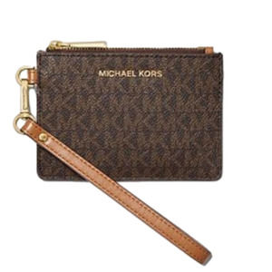 Michael kors brown Small Logo Coin Wristlet. never been used.